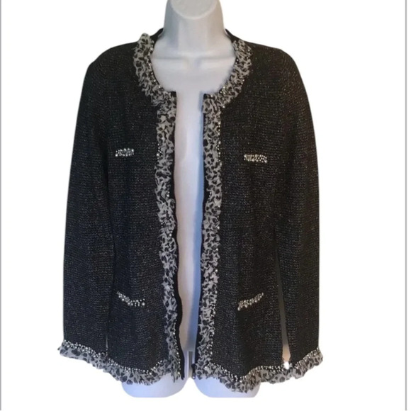 NWT Berek embellished zip front cardigan sparkly evening event Size S - Picture 1 of 8